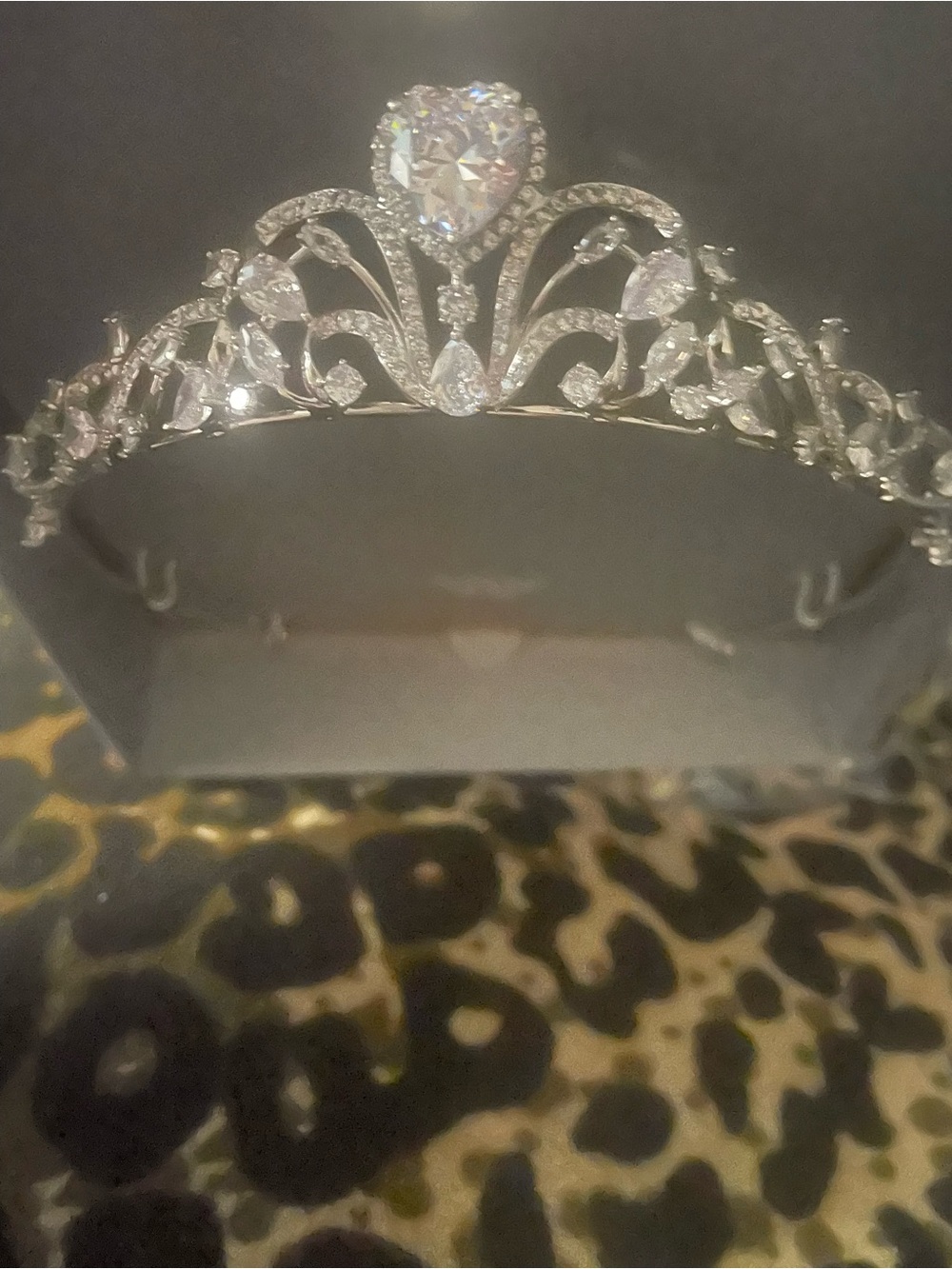 Crystal Heart Silver Tiara Headband